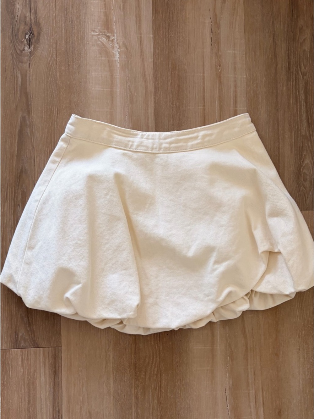 Mango bubble hem denim mini Skirt cream